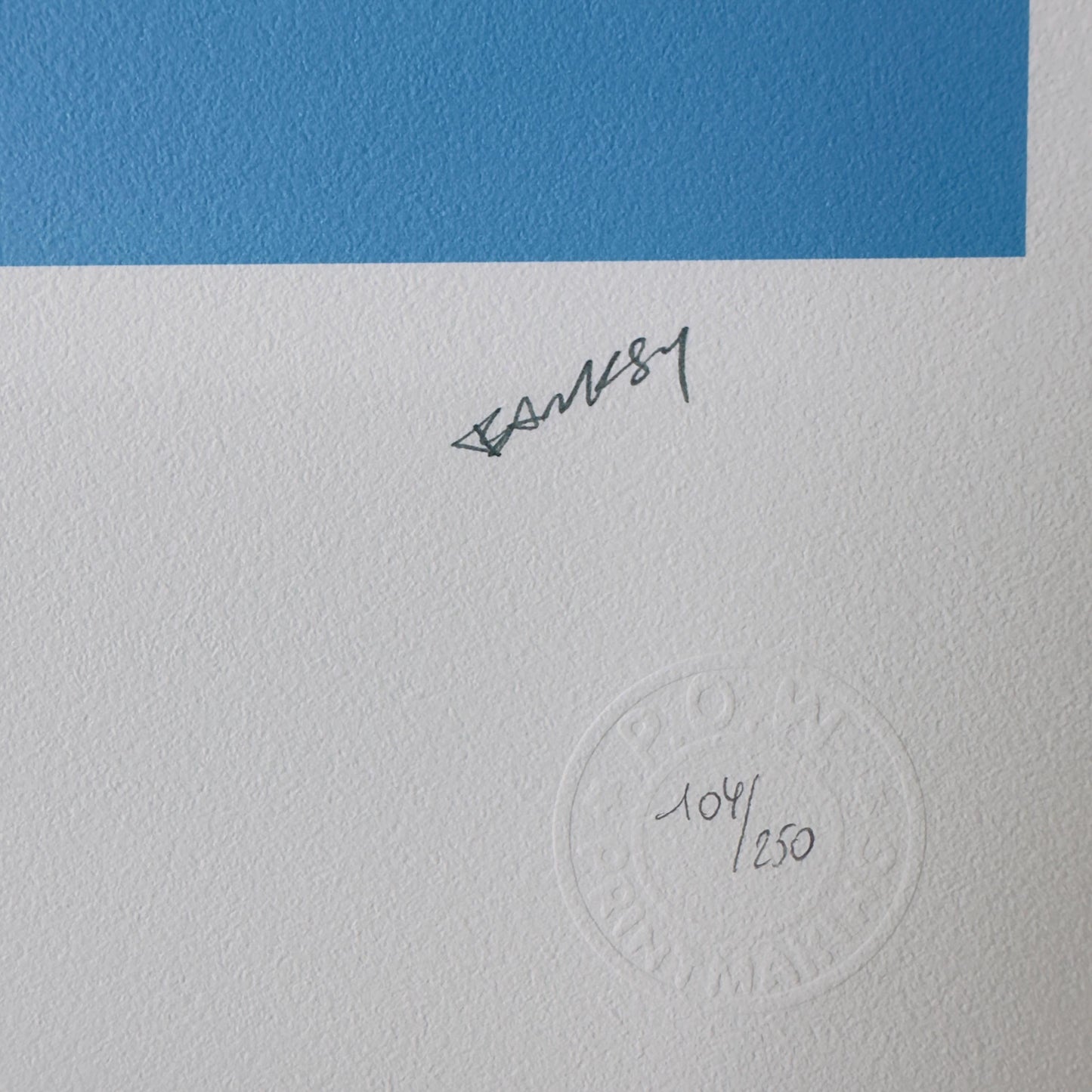 Genummerde editie BANKSY Barking dog (blauw) Gesigneerd - certificaat - Wall Art, Grafitti Art, Lithograph, Stencil Art