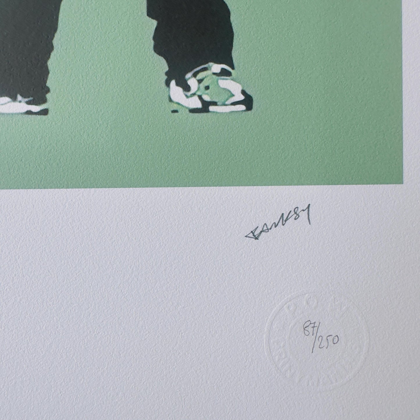Genummerde editie BANKSY Barking dog (groen) Gesigneerd - certificaat - Wall Art, Grafitti Art, Lithograph, Stencil Art