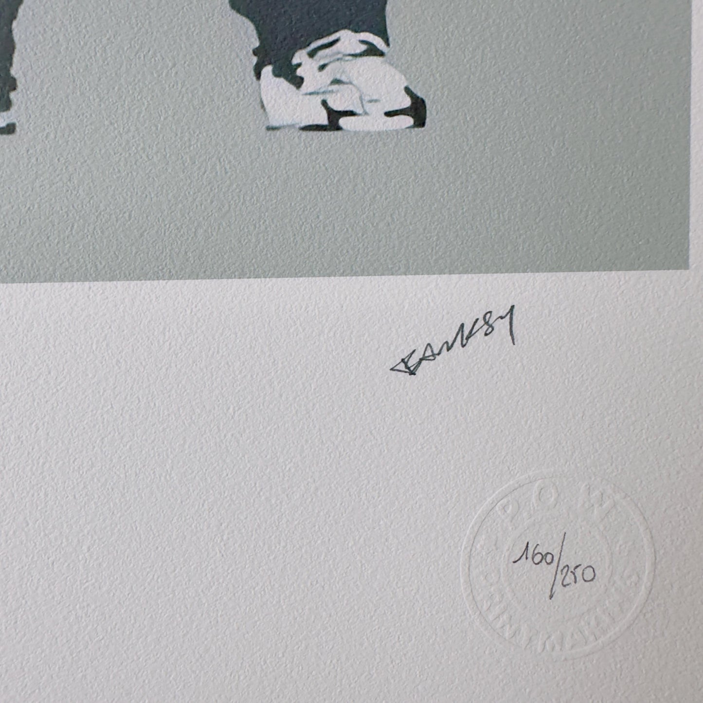 Genummerde editie BANKSY Barking dog (grijs) Gesigneerd - certificaat - Wall Art, Grafitti Art, Lithograph, Stencil Art