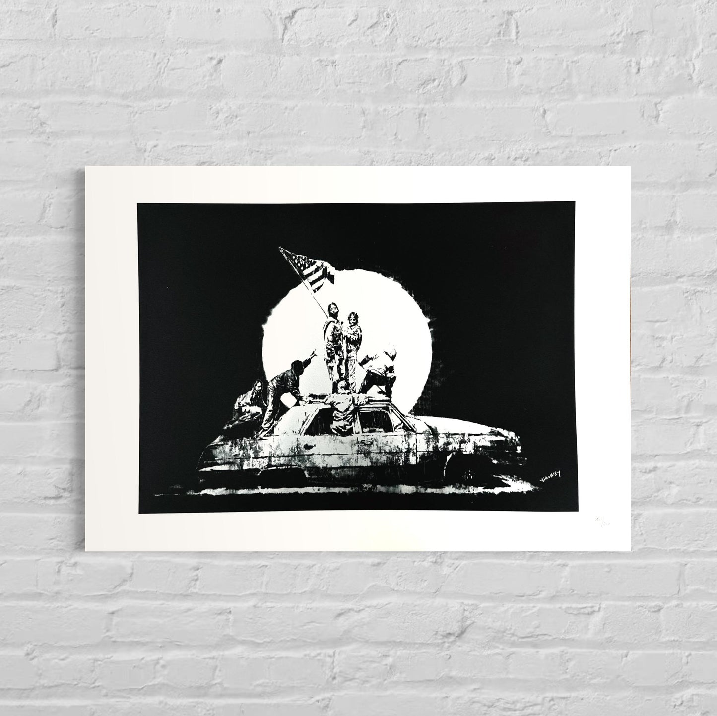 Genummerde editie BANKSY Flag - Gesigneerd - certificaat - Wall Art, Grafitti Art, Lithograph, Stencil Art