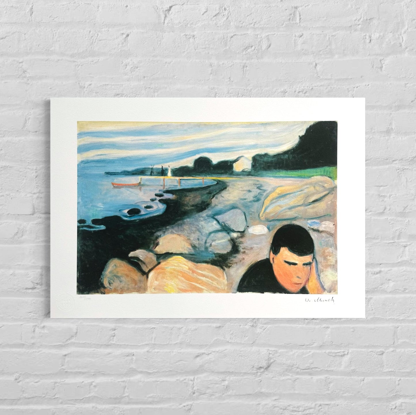 Genummerde editie EDVARD MUNCH "Melancholy" Gesigneerd - Certificaat - Limited lithografie - Noorse kunstenaar - after