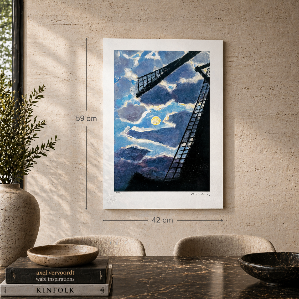 Piet Mondriaan – ‘Windmolen met maan’ – Gelimiteerde en genummerde editie