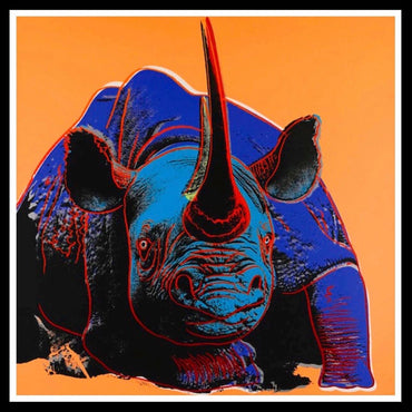 Andy WARHOL "NEUSHOORN"- 38 x 38"- Proef Print op museumbord papier- Bedreigde diersoorten- Top kwaliteit.