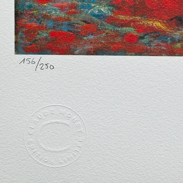 Genummerde editie Claude Monet," Bloemen in vaas - Certificaat - kunstdecoratie - unieke kunst lithograph 'after'