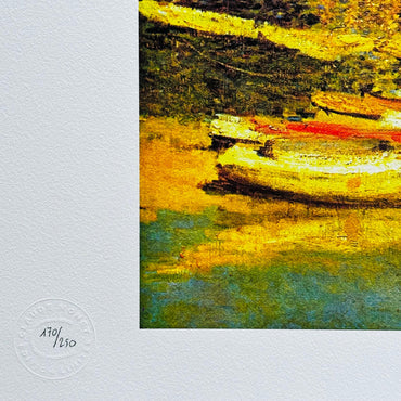 Genummerde editie Claude Monet," Brug van Argenteuil " sneeuw landschap - Certificaat - kunstdecoratie - unieke kunst lithograph after