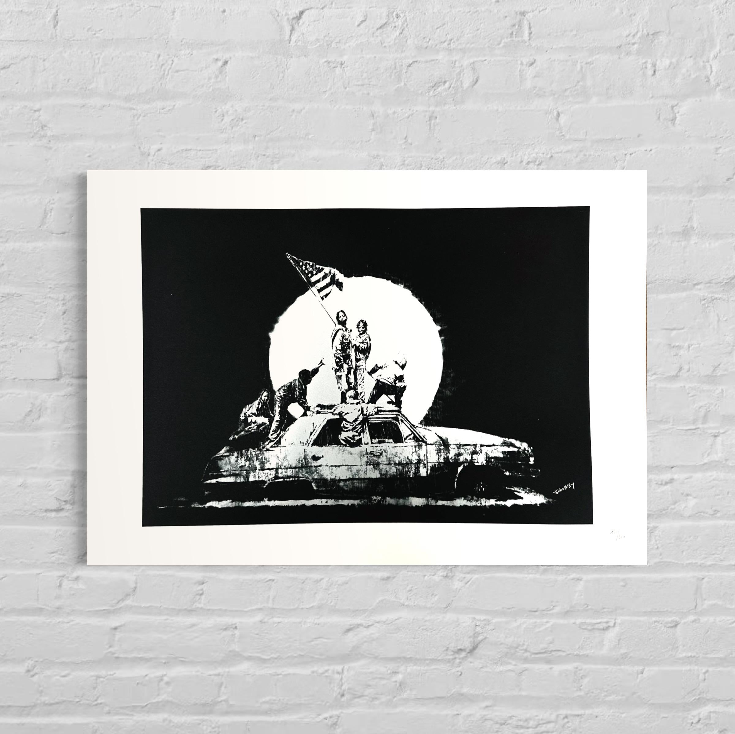 Genummerde editie BANKSY Flag - Gesigneerd - certificaat - Wall Art, Grafitti Art, Lithograph, Stencil Art