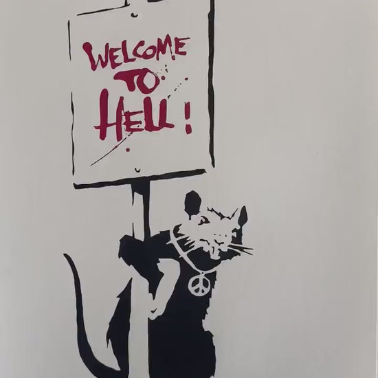 Genummerde editie BANKSY  Welcome To Hell Gesigneerd - certificaat -     Wall Art, Grafitti Art, Lithograph, Stencil Art