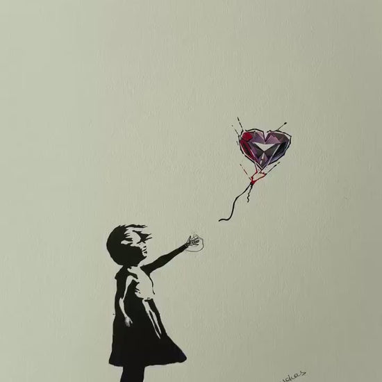 3anksy or Judas (Girl with diamond balloon) originele print genummerd en gesigneerd met certificaat (RAT PETROL)
