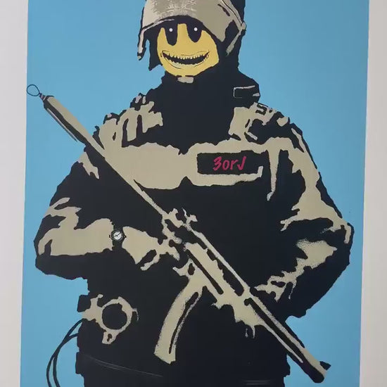 3anksy or Judas (Angry Copper) originele print genummerd en gesigneerd met certificaat (RAT PETROL)