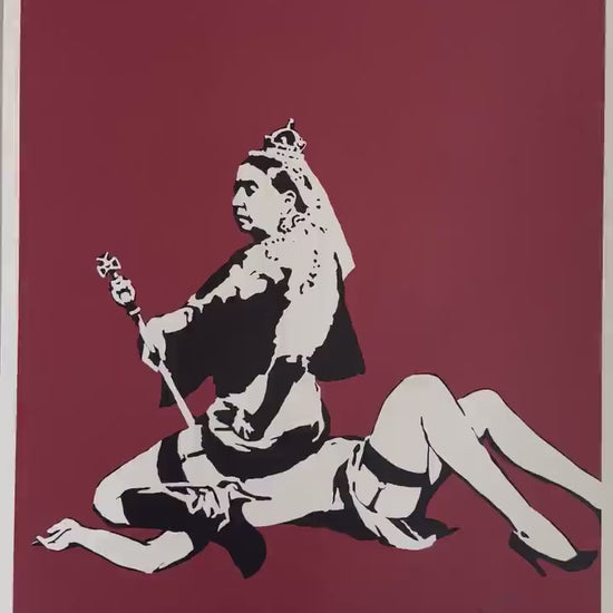 Genummerde editie BANKSY Queen Vic Gesigneerd - certificaat -     Wall Art, Grafitti Art, Lithograph, Stencil Art