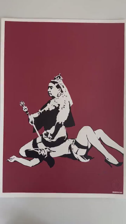 Genummerde editie BANKSY Queen Vic Gesigneerd - certificaat -     Wall Art, Grafitti Art, Lithograph, Stencil Art
