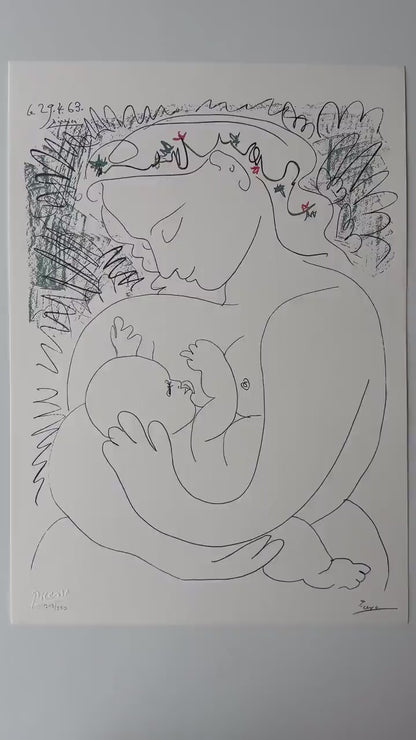 Genummerde editie Pablo Picasso, (Grand Maternity), 1963 - Gesigneerd - Certificaat - stamp Museu Picasso -