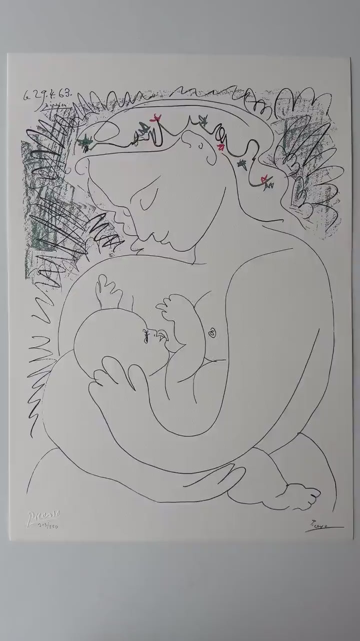 Genummerde editie Pablo Picasso, (Grand Maternity), 1963 - Gesigneerd - Certificaat - stamp Museu Picasso -